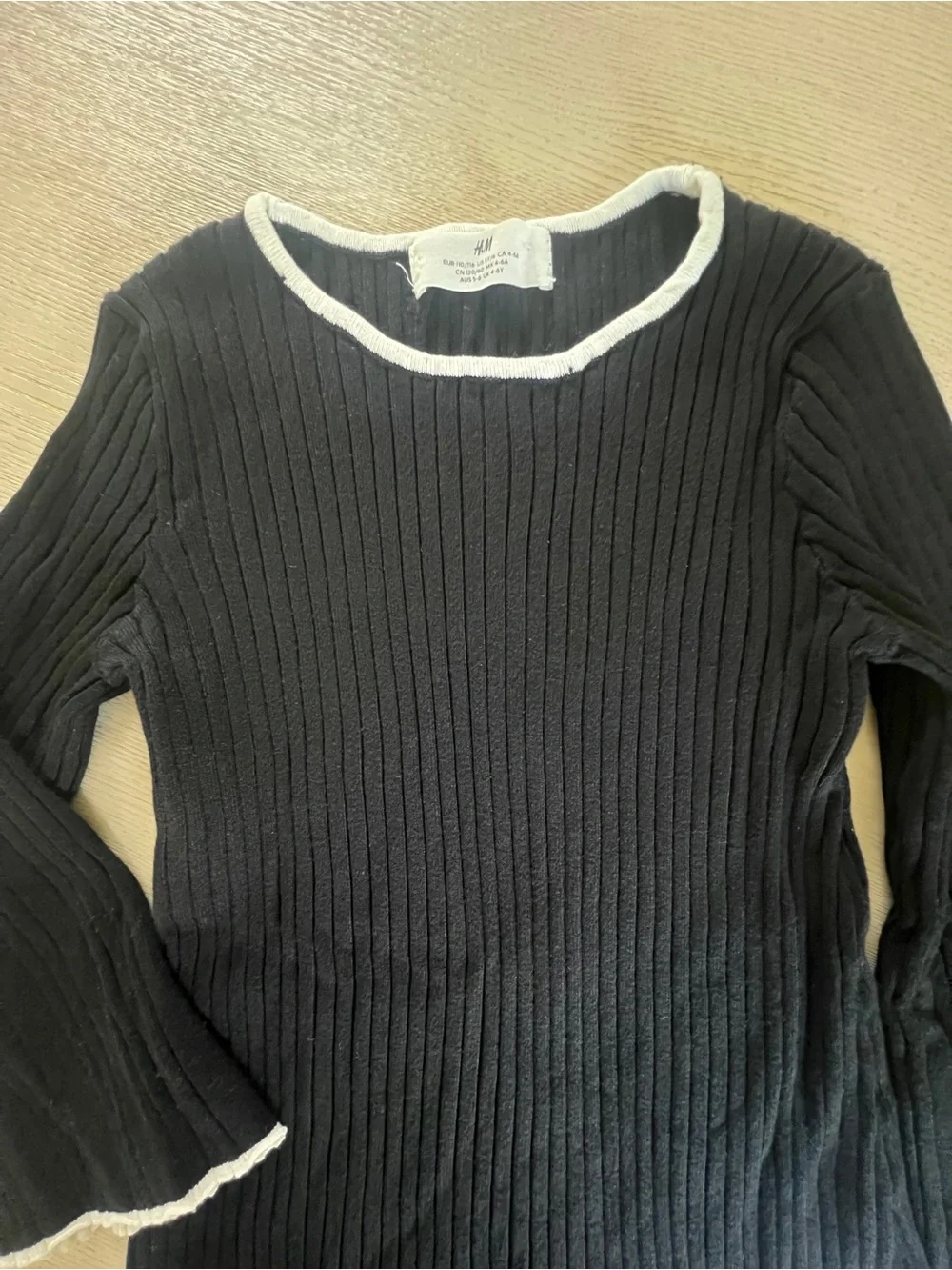 H&M Kids Ribbed Knit Dress Black with White Trim 5T / 6